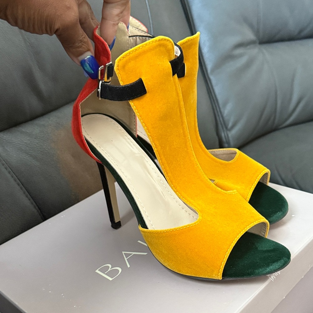 Vibrant Yellow and Green Women's Heels